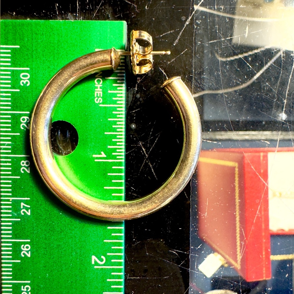 Heavy 14k Yellow gold Hoop Earrings - Picture 4 of 8